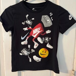 Nike Black Graphic Sports Icons Tee with Red & Yellow Accents